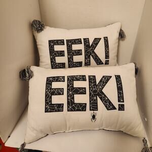 Halloween Set of 2 reversible "EEK" pillows 10x15